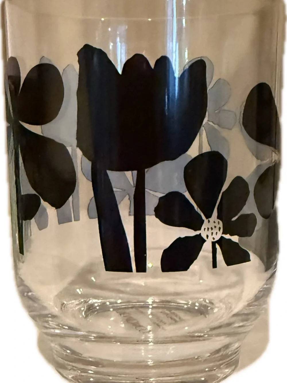 DEMDACO Clear Acrylic‎ Tumbler Black Floral Design 14oz, set of 4, NWT drinkware